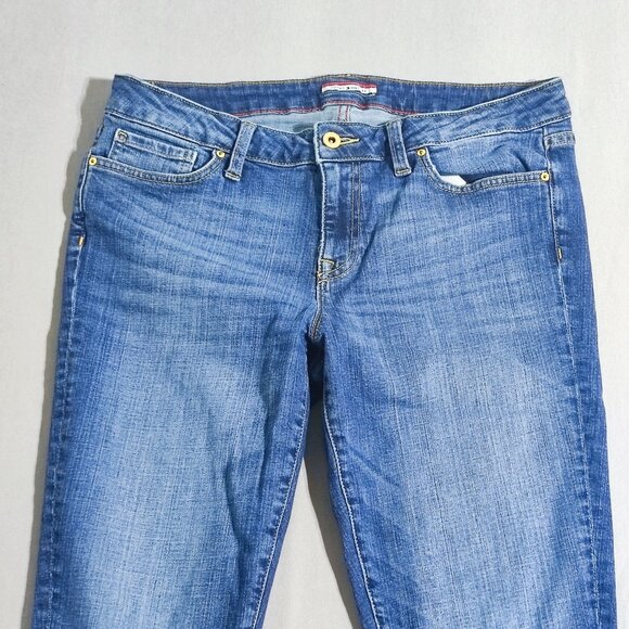 Tommy Hilfiger Jeans skinny women's size 10 medium washed blue zipper on the leg - Picture 2 of 13